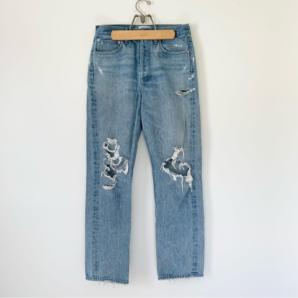 AGOLDE 90’s Jean Straight Leg High Waist Light Wash Distressed 100% Cotton
